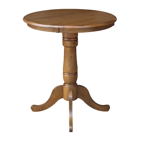 International Concepts Round 30 in Round Top Pedestal Table, 40.9 inH, Pecan, 30 in W, 30 in L, 40.9 in H, Wood, Pecan K59-30RT-6B-2